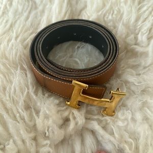 Hermes 32 mm reversible black and tan belt